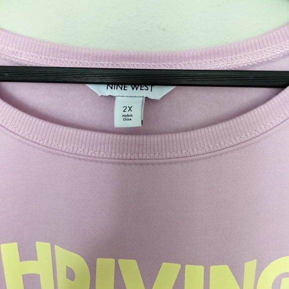 Nine West light purple pink yellow fleece crew neck sweatshirt size 2X - Picture 5 of 7